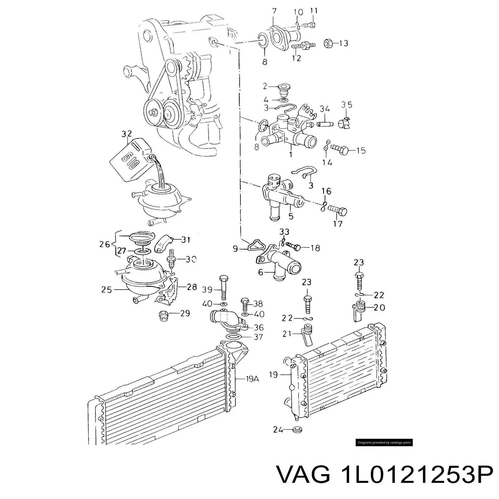 Радіатор охолодження двигуна на Volkswagen Passat B2 32B