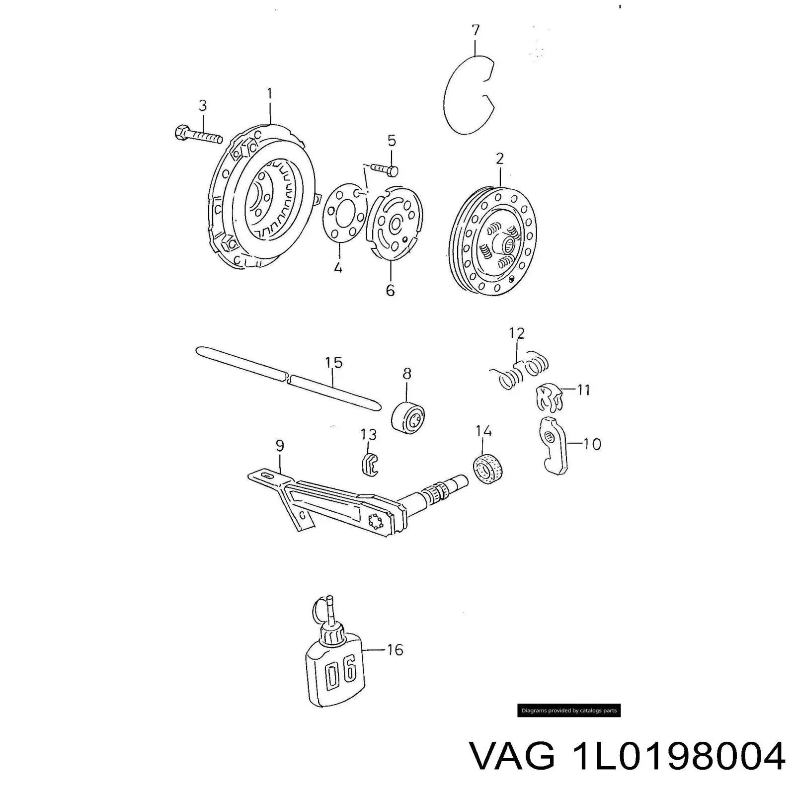 Купити 1L0198004 VAG Комплект зчеплення (диск, корзина, підшипник)