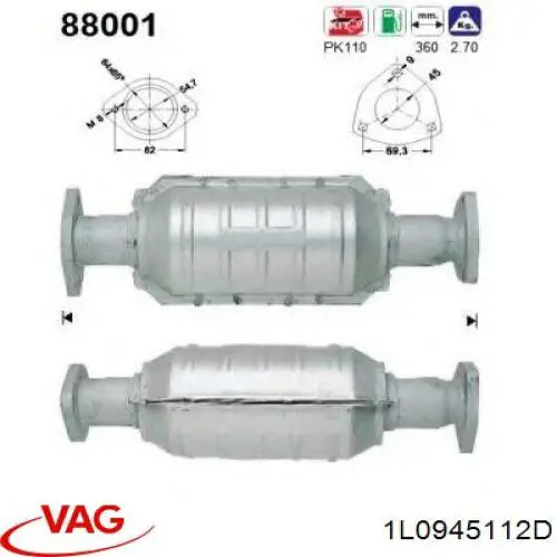 Задній правий зовнішній ліхтар VAG 1L0945112D ціна, від 8.46 USD