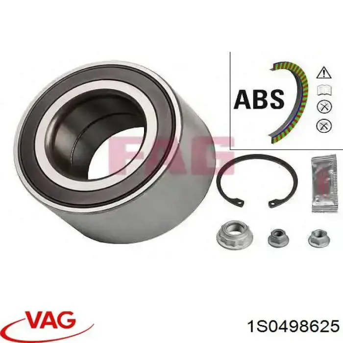 Комплект підшипник маточини передньої VAG 1S0498625 ціна, від 23.17 USD
