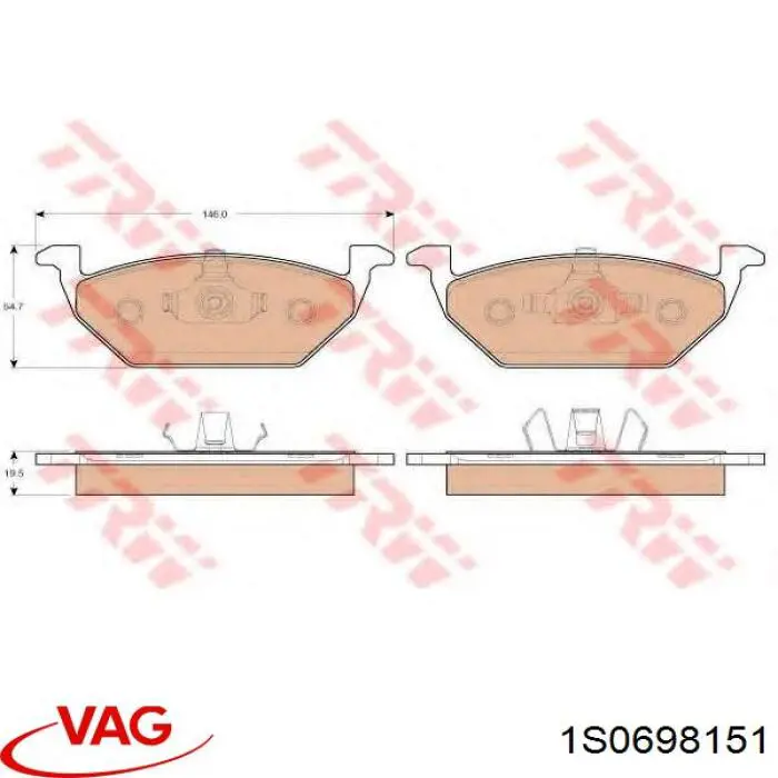 Купити 1S0698151 VAG Колодки гальмівні передні, дискові