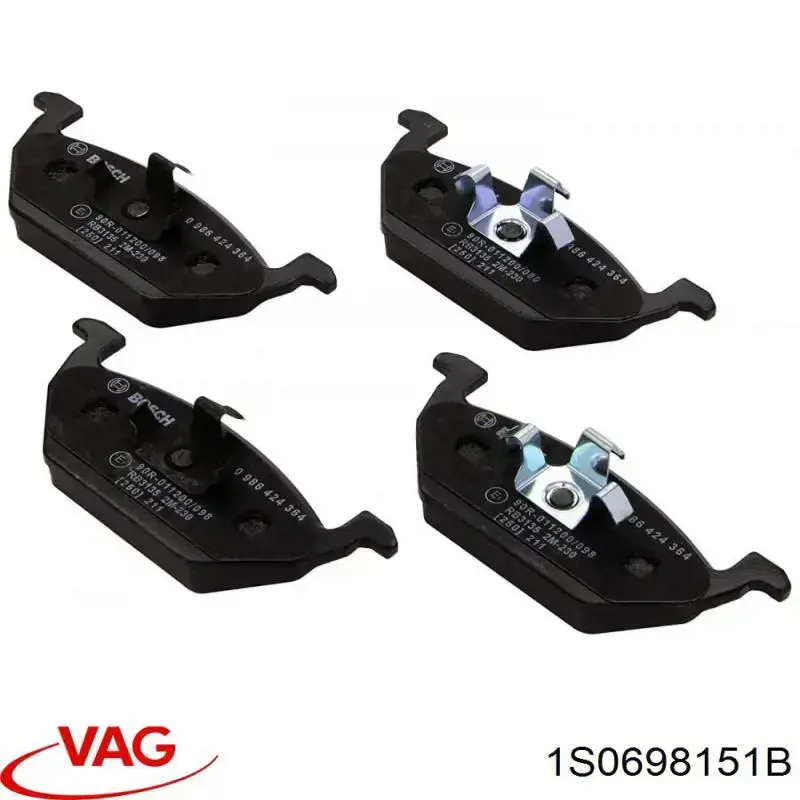 Передні тормозні колодки 1S0698151B VAG