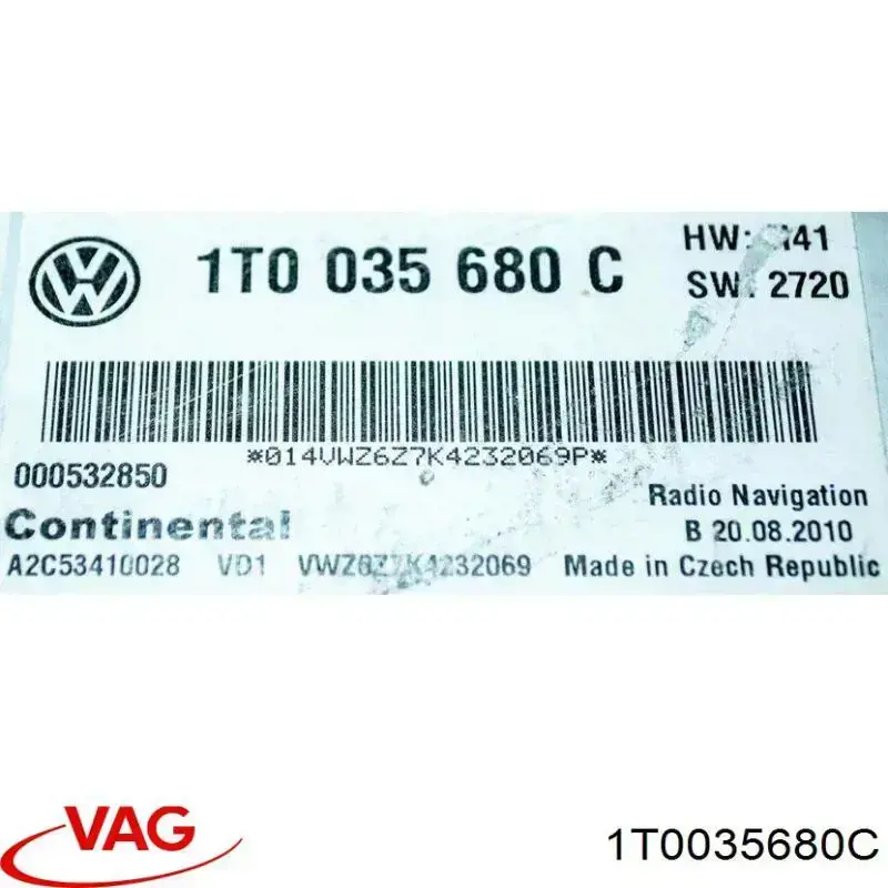 Магнітола (радіо AM/FM) VAG 1T0035680C ціна, від 316.73 USD