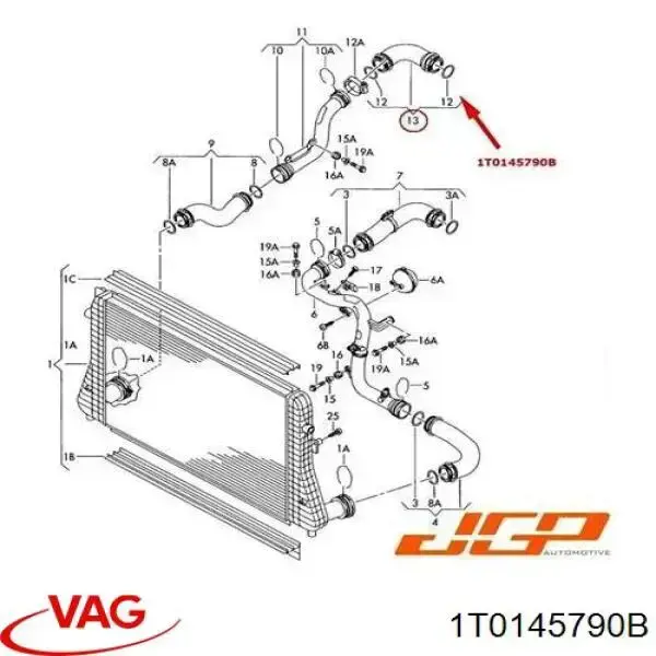 Купити 1T0145790B VAG Шланг/патрубок интеркуллера