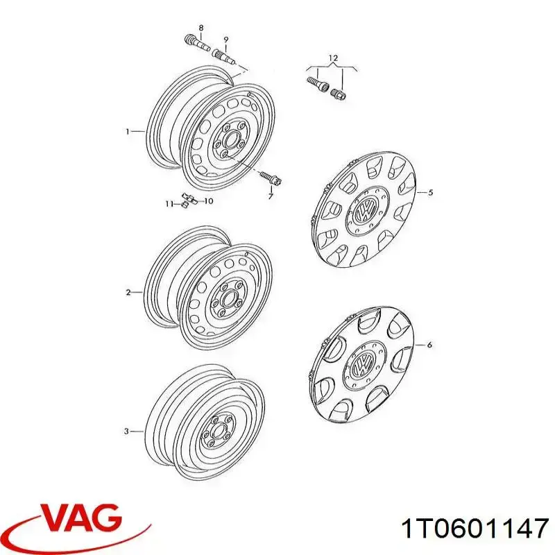 Купити 1T0601147RGZ VAG Автомобільні ковпаки