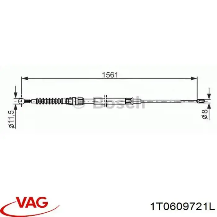 Трос ручного гальма задній, правий/лівий VAG 1T0609721L ціна, від 12.67 USD