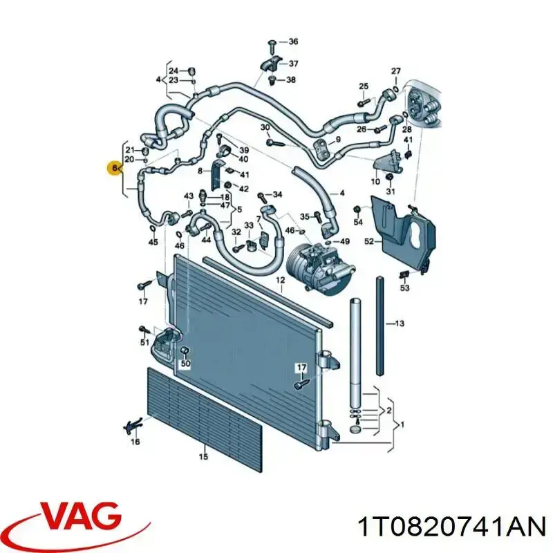 1T0820741AN VAG шланг кондиціонера, від радіатора до випарника
