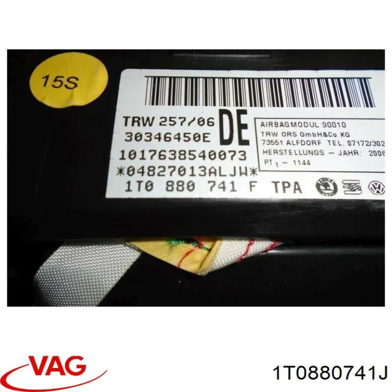 Купити 1T0880741M VAG Подушка безпеки, шторка бічна, ліва, AIRBAG