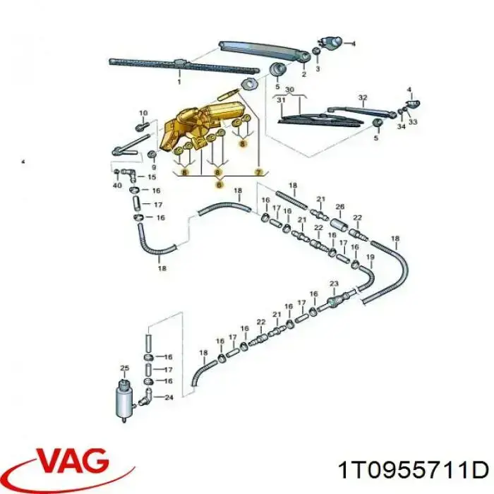Купити 1T0955711D VAG Двигун склоочисника заднього скла
