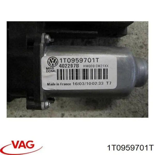 Двигун склопідіймача двері передньої, лівої 1T0959701T VAG