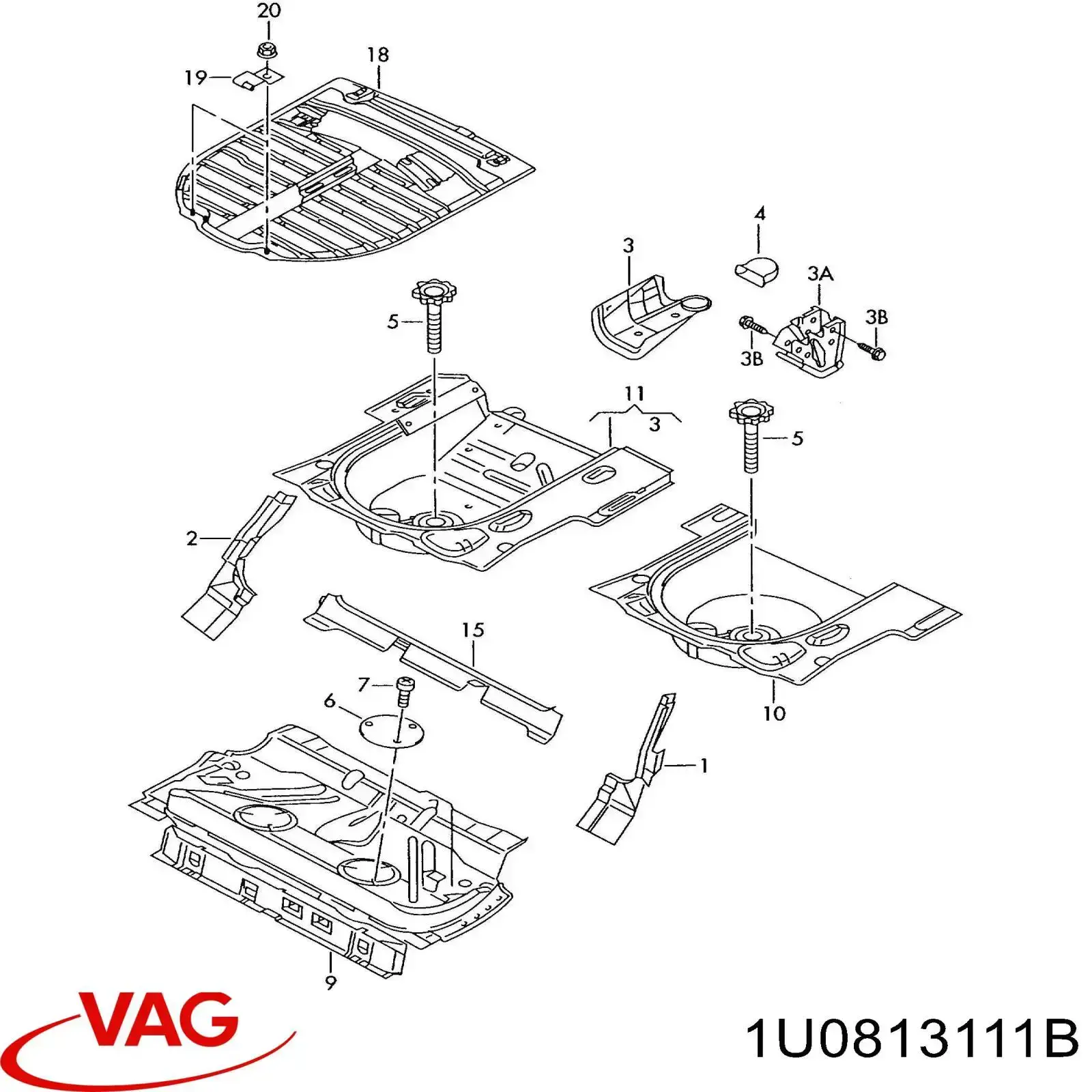 Підстава кабіни (підлога кузова) VAG 1U0813111B ціна, від 0.17 USD