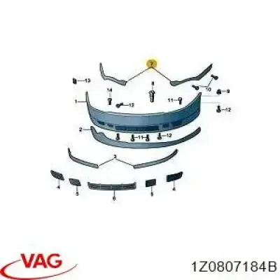 Купити 1Z0807184B VAG Направляюча переднього бампера, права