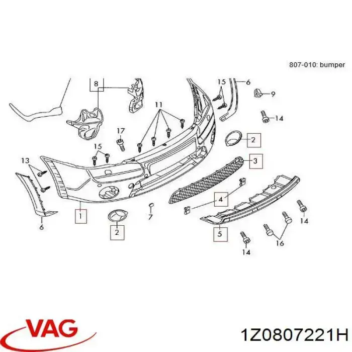 1Z0807221HREF VAG Бампер передній в зборі