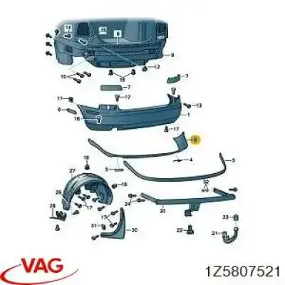 Спойлер заднього бампера VAG 1Z5807521 ціна, від 29.93 USD