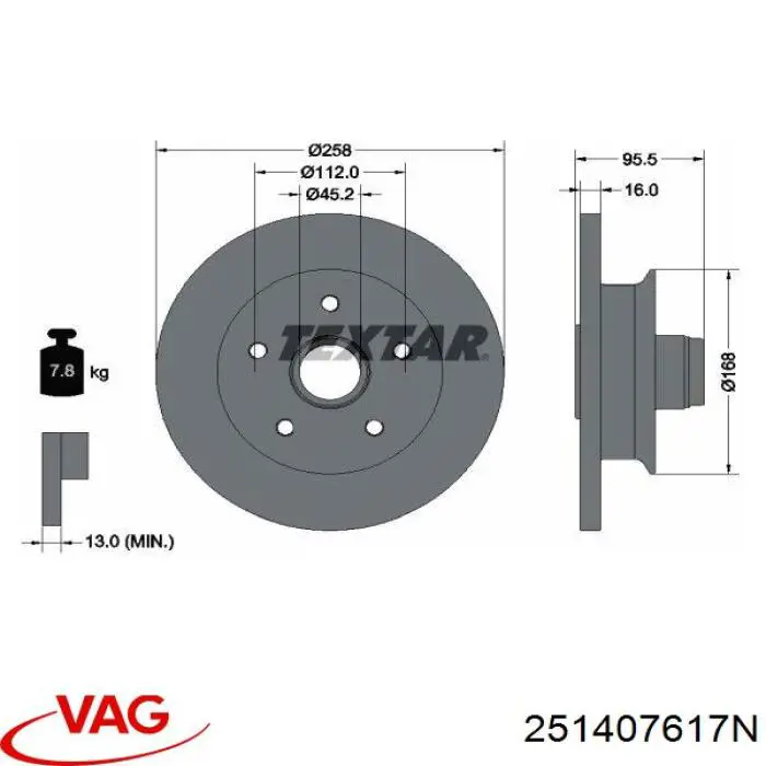 251407617N VAG диск гальмівний передній