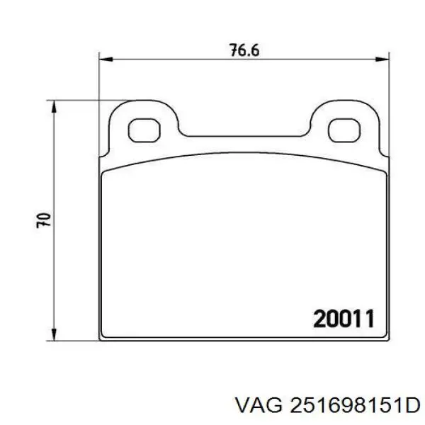 Колодки гальмівні передні, дискові 251698151D VAG