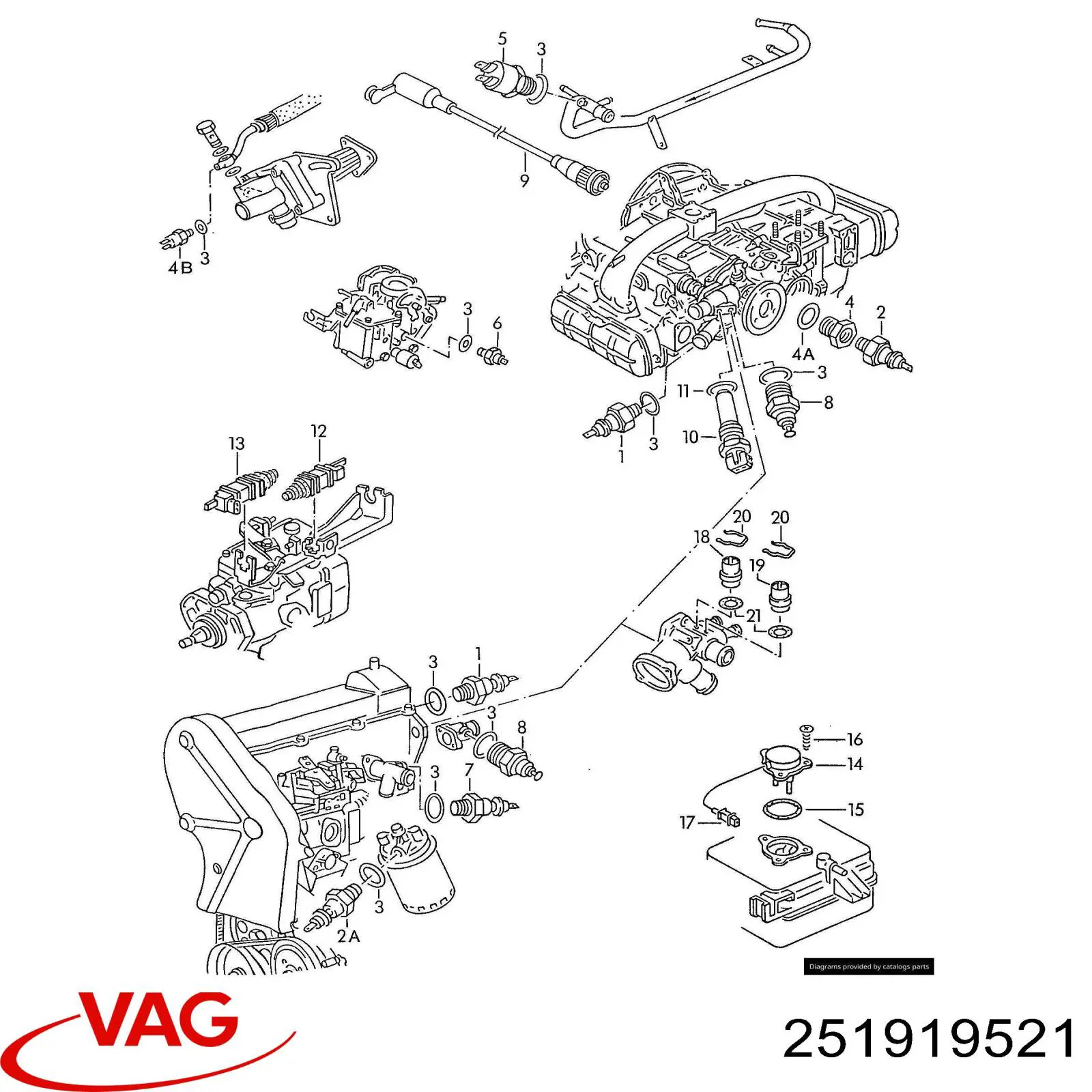 Термодатчик охолоджуючої рідини VAG 251919521 ціна, від 10.84 USD