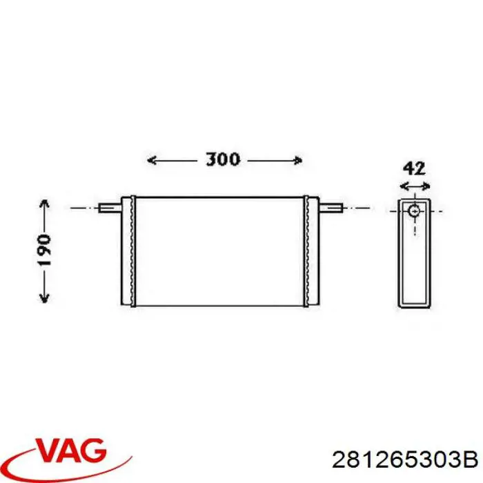 Радіатор пічки (обігрівача) VAG 281265303B ціна, від 30.87 USD