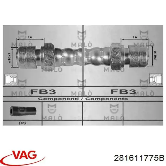 Купити 281611775B VAG Гальмівні шланги передні
