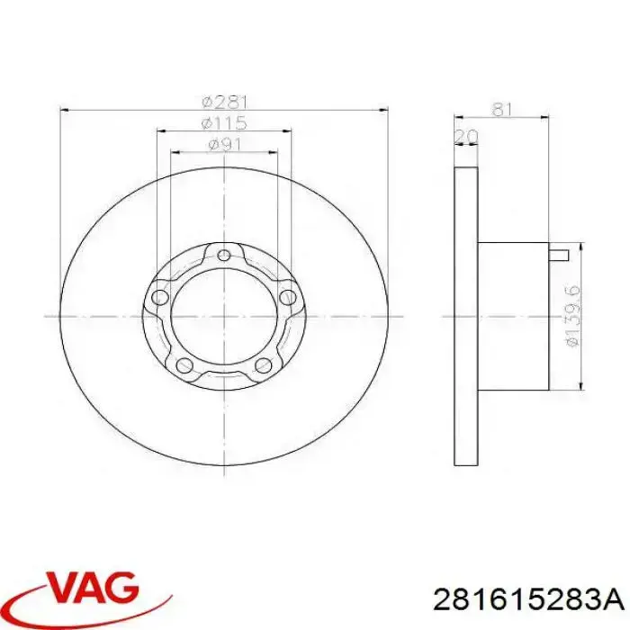 Гальмівні диски передні 281615283A VAG