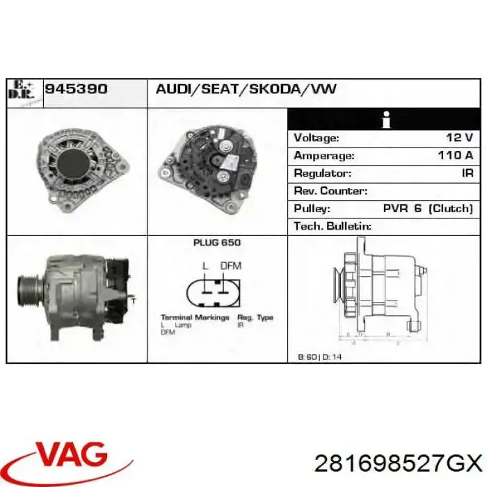 281698527GX VAG Колодки гальмівні задні, барабанні