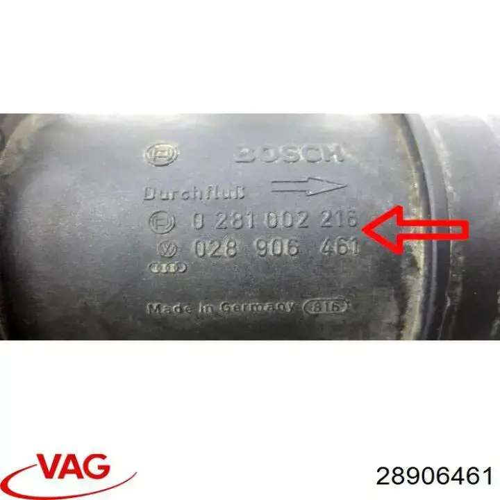 Датчик масової витрати повітря VAG 28906461 ціна, від 38.30 USD
