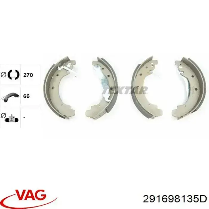 Колодки гальмові задні, барабанні VAG 291698135D ціна, від 57.54 USD