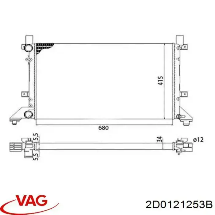 Радіатор основний VAG 2D0121253B ціна, від 65.80 USD