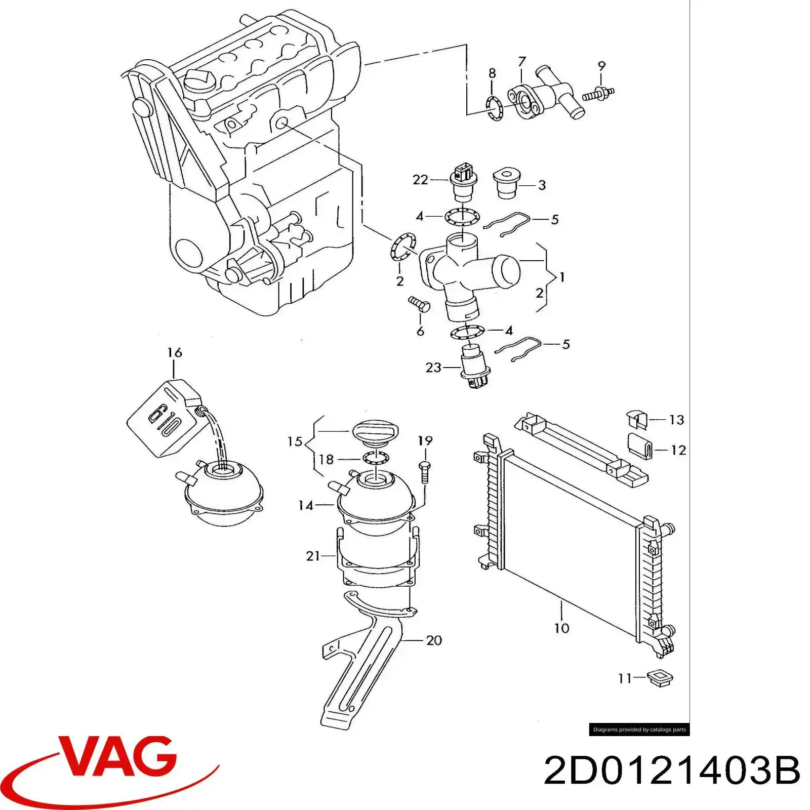 2D0121403B VAG бачок системи охолодження, розширювальний