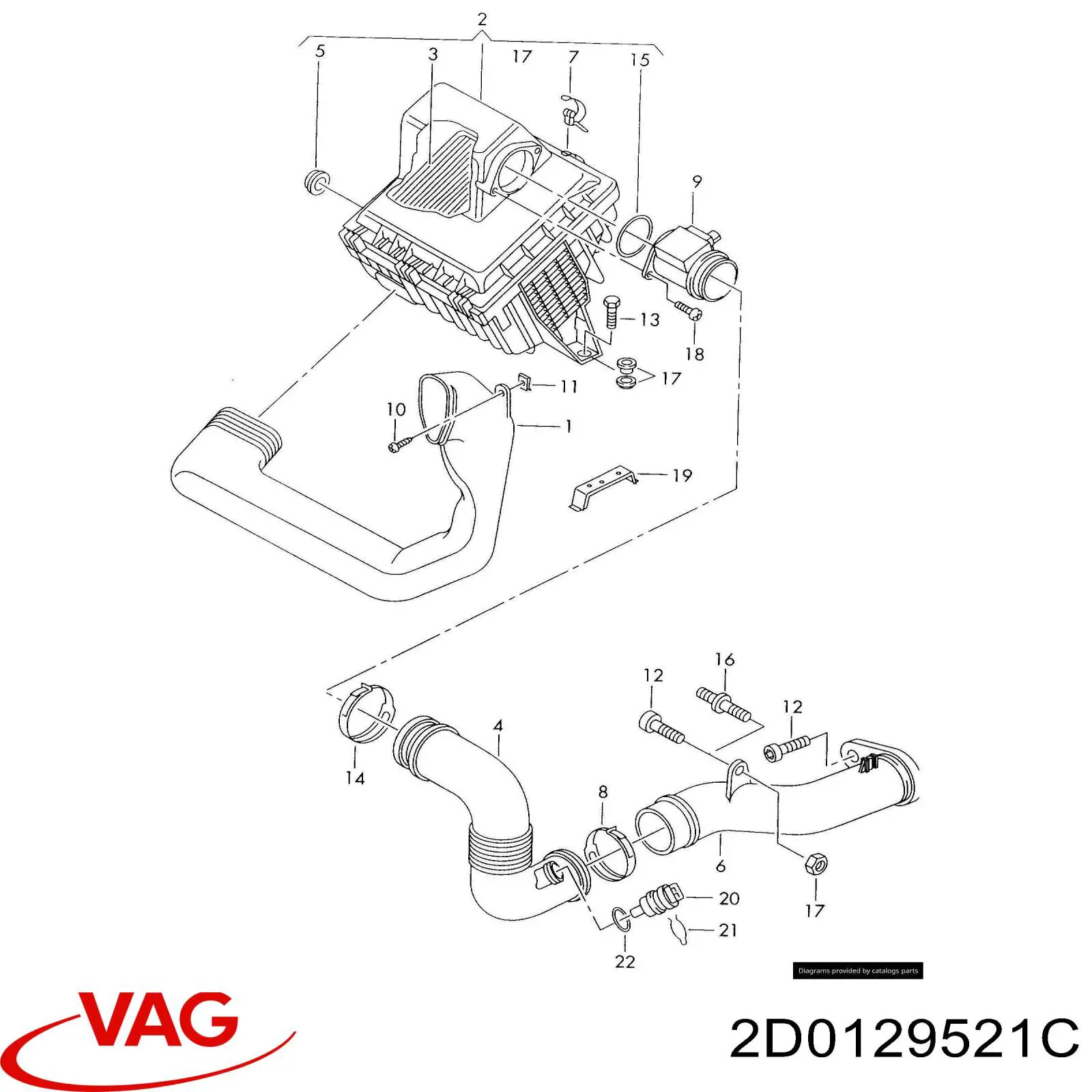 Повітрозабірник повітряного фільтра VAG 2D0129521C ціна, від 5.62 USD