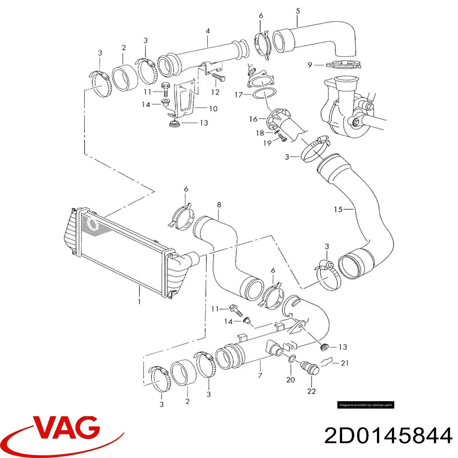 Шланг/патрубок інтеркуллера VAG 2D0145844 ціна, від 22.50 USD