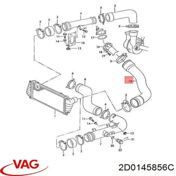 Трубка, що нагнітається VAG 2D0145856C ціна, від 18.92 USD