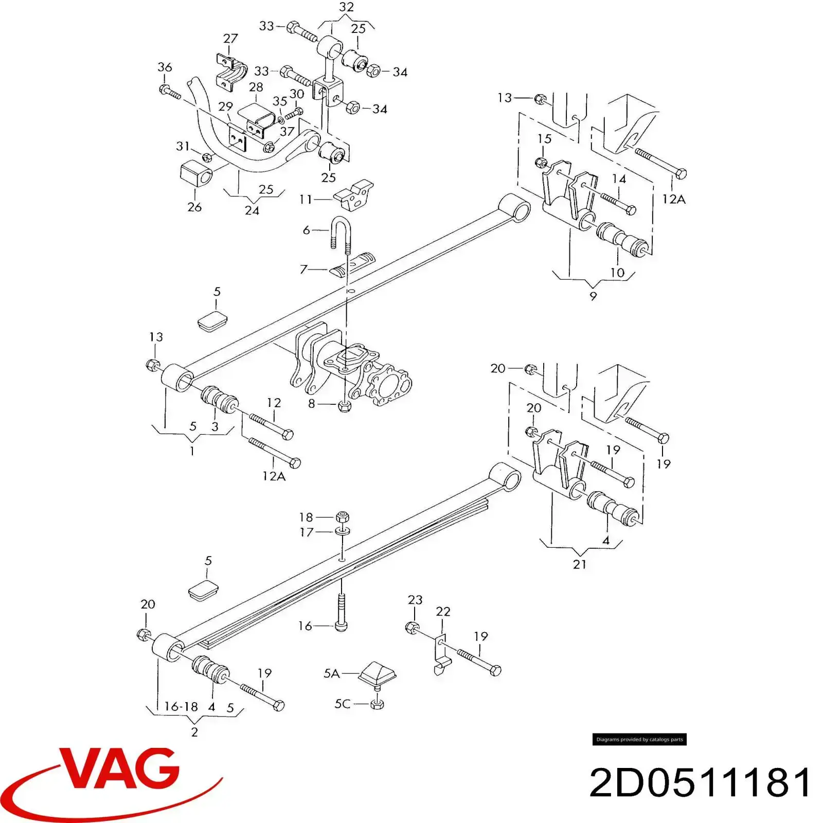 2D0511181 VAG Сайлентблок задньої ресори, задній