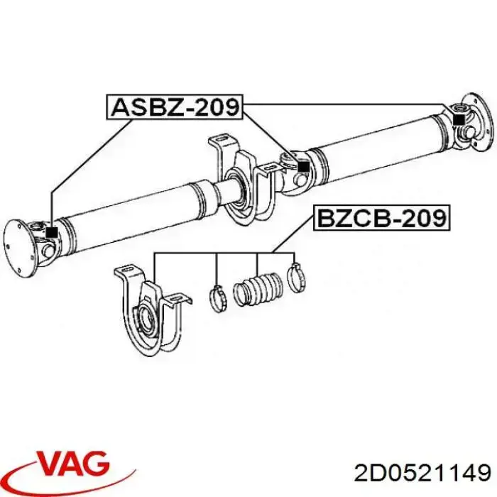 Пильник карданного вала 2D0521149 VAG