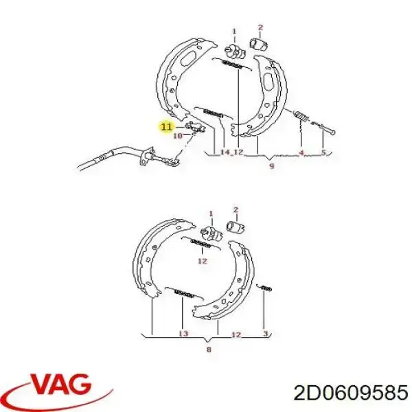 Купити 2D0609585 VAG Розтискний механізм колодок гальма стоянки