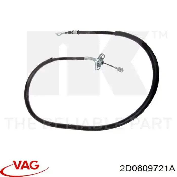 Трос ручного гальма задній, лівий 2D0609721A VAG