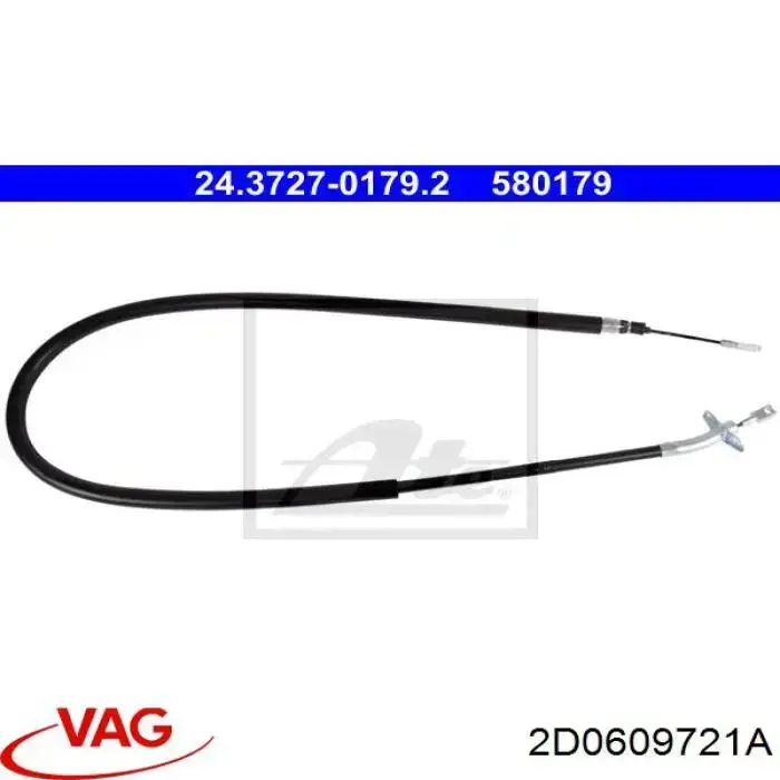 Трос ручного гальма задній, лівий VAG 2D0609721A