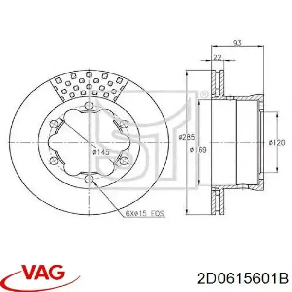 Купити 2D0615601B VAG Диск заднього гальма