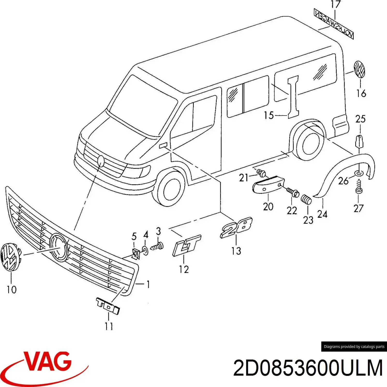 2D0853600ULM VAG емблема решітки радіатора
