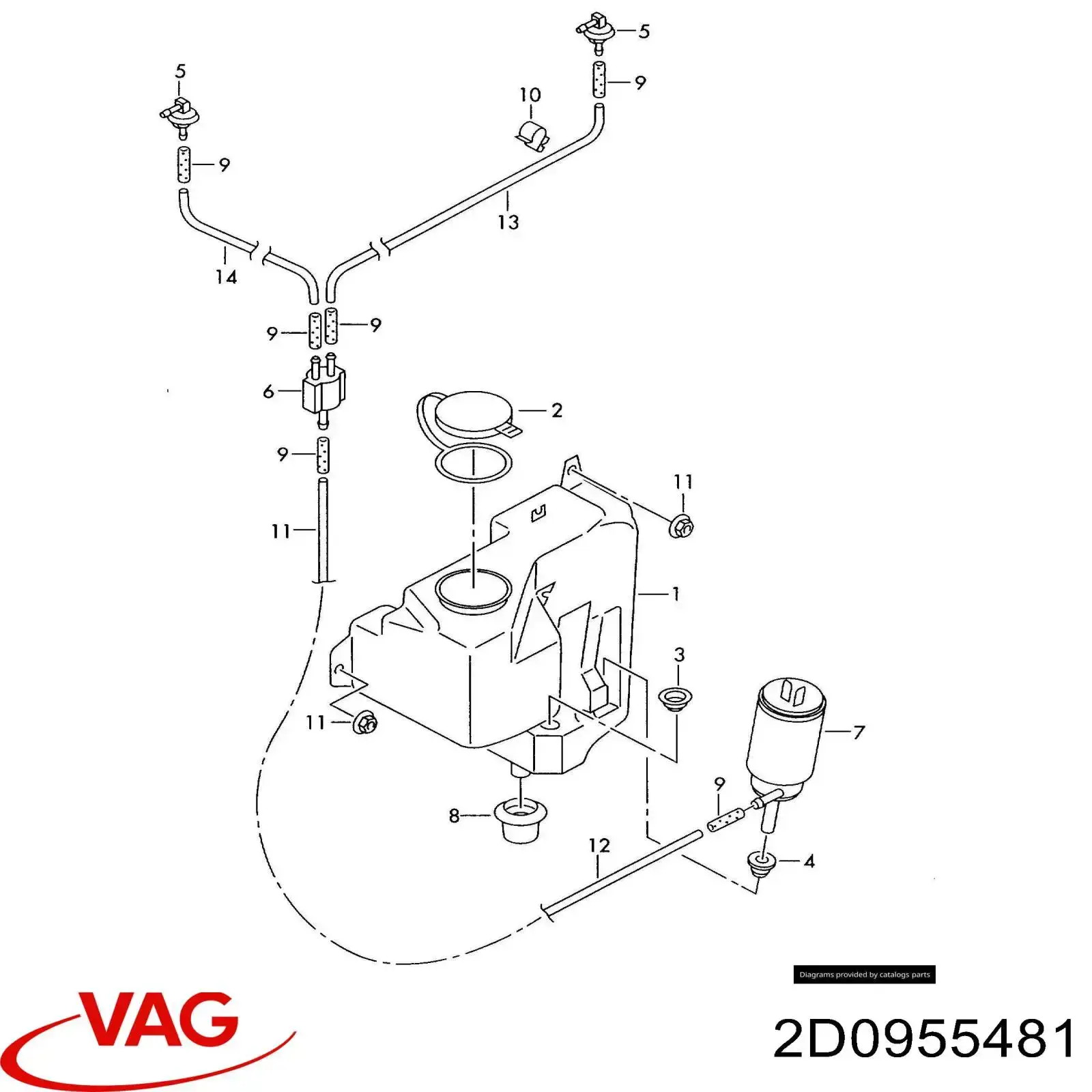 Зворотній клапан омивача лобового скла VAG 2D0955481 ціна, від 11.47 USD