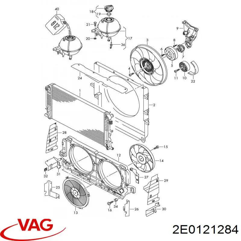 Повітропровід (дефлектор) радіатора, правий VAG 2E0121284 ціна, від 7.83 USD