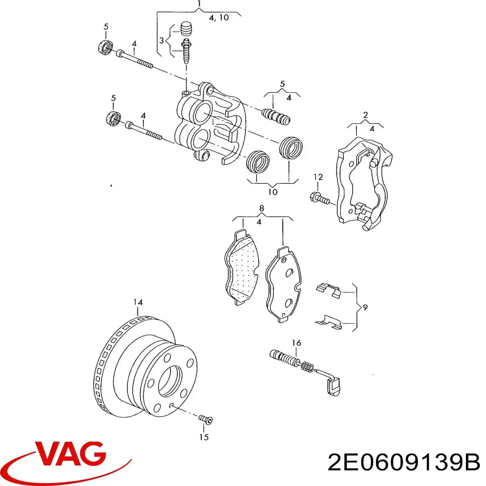 Кронштейн гальмівного супорта VAG 2E0609139B ціна, від 179.83 USD