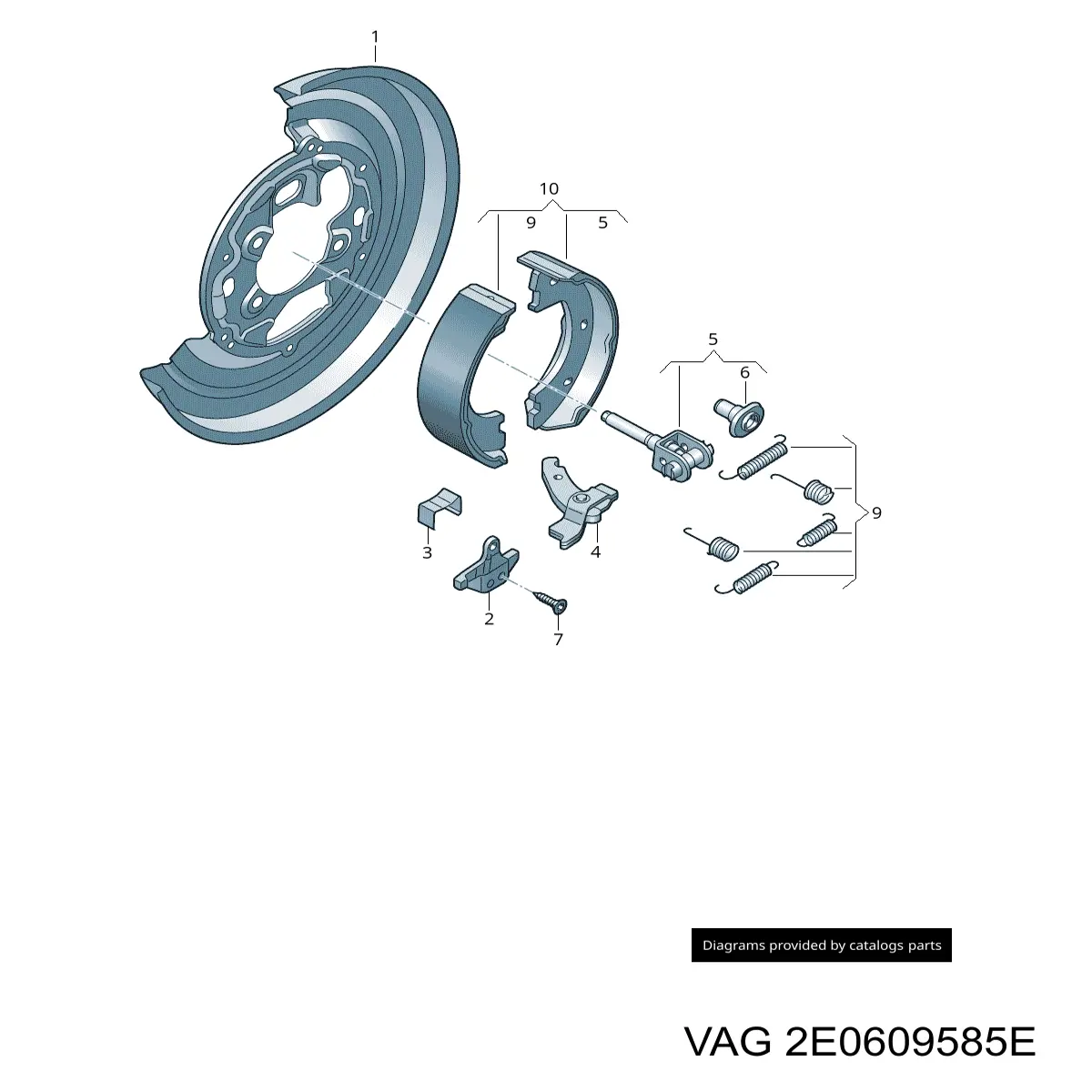 2E0609585F VAG механізм підведення (самопідведення барабанних колодок/розвідний ремкомплект)