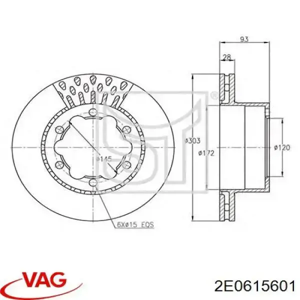 Задні дискові гальма VAG 2E0615601 ціна, від 61.92 USD
