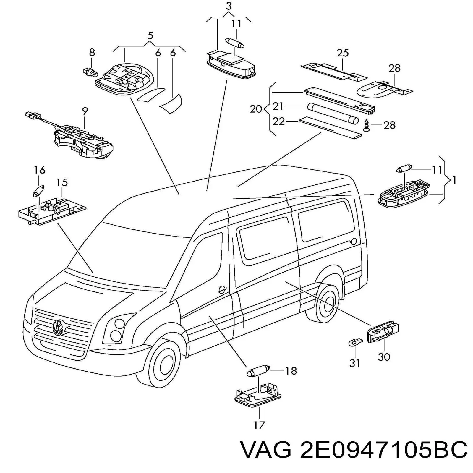  VAG 2E0947105BC ціна, від 477.22 USD