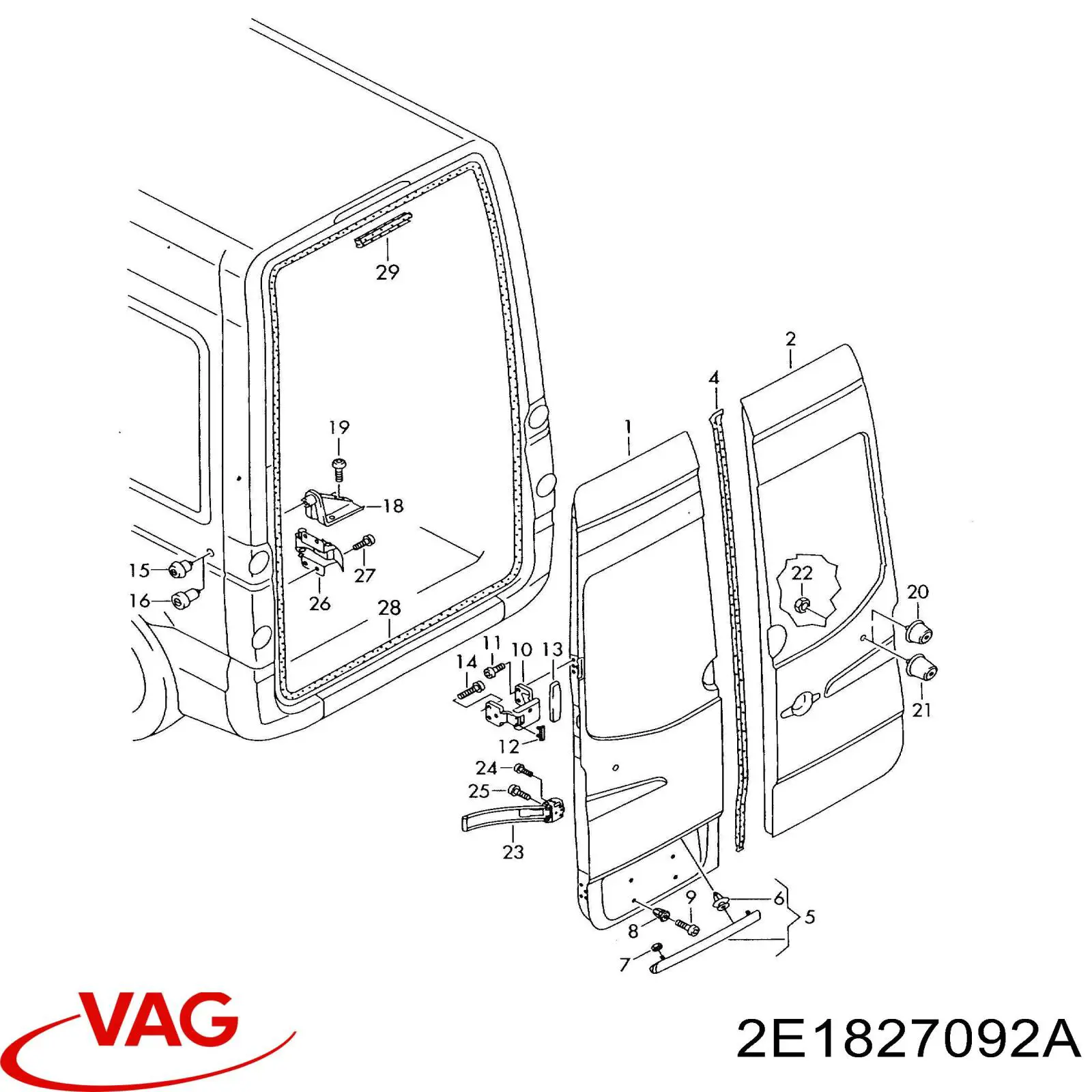 2E1827092A VAG Двері фургона задні, розпашні, праві
