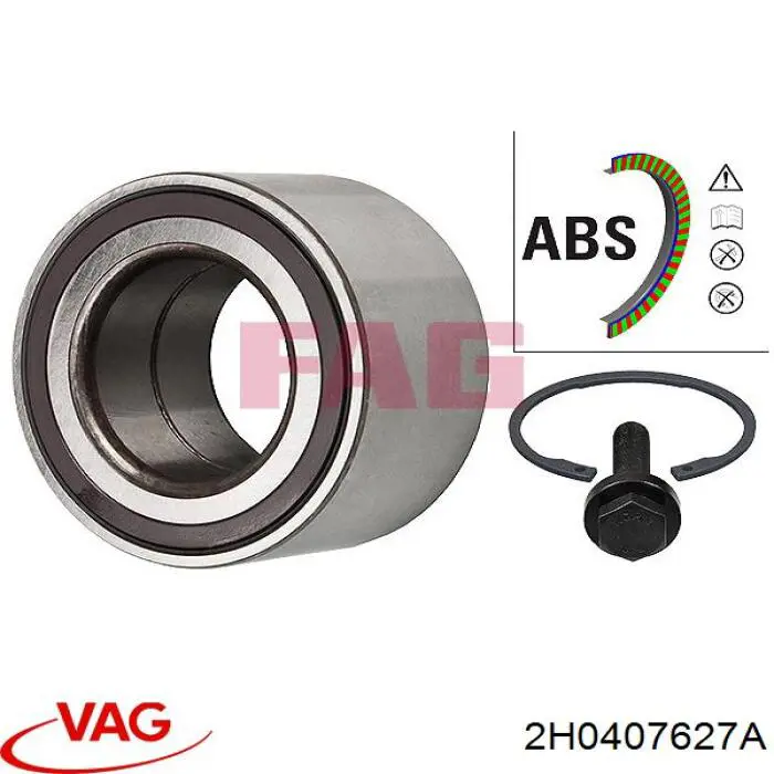 Купити 2H0407627A VAG Підшипник ступиці передньої