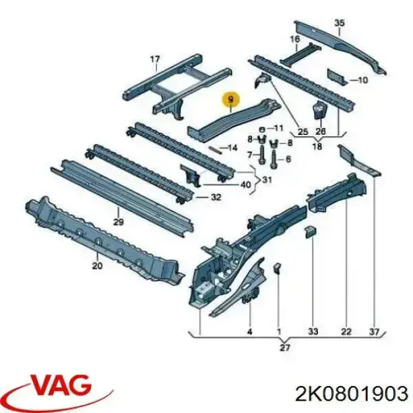 Купити 2K0801903 VAG Кронштейн запасного колеса