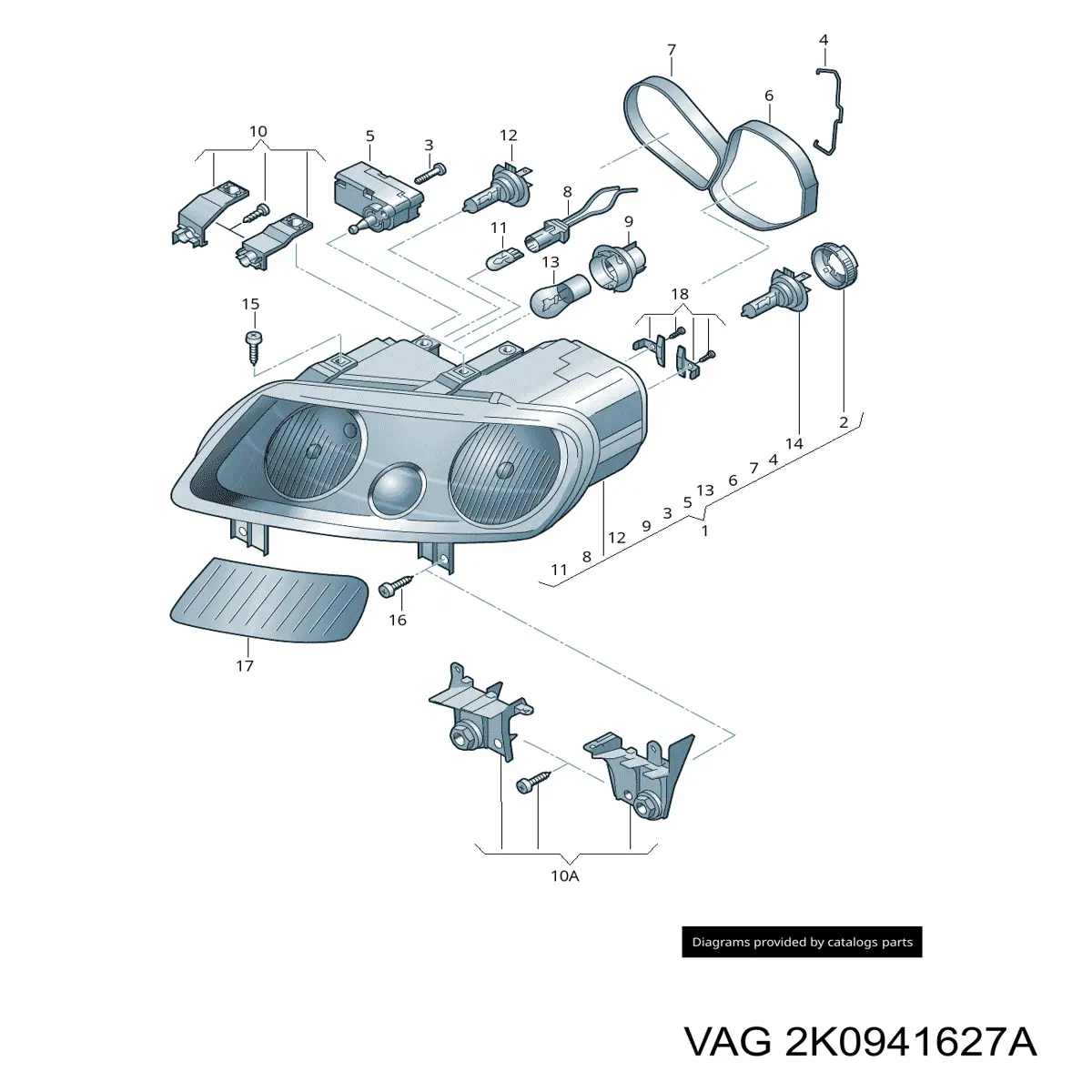 Кришка фари, задня VAG 2K0941627 ціна, від 21.38 USD