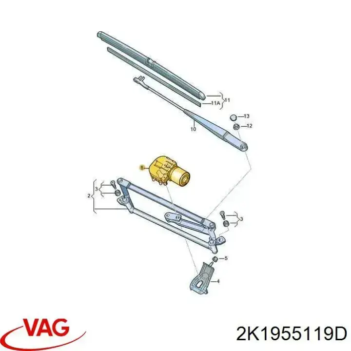 Мотор стеклоочищувача VAG 2K1955119D ціна, від 156.16 USD